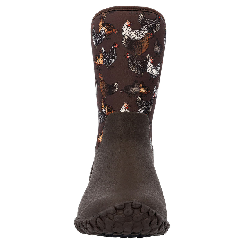 Muck Women`s ter II Mid Chicken Print Brown Rubber Boot