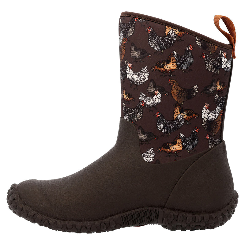 Muck Women`s ter II Mid Chicken Print Brown Rubber Boot