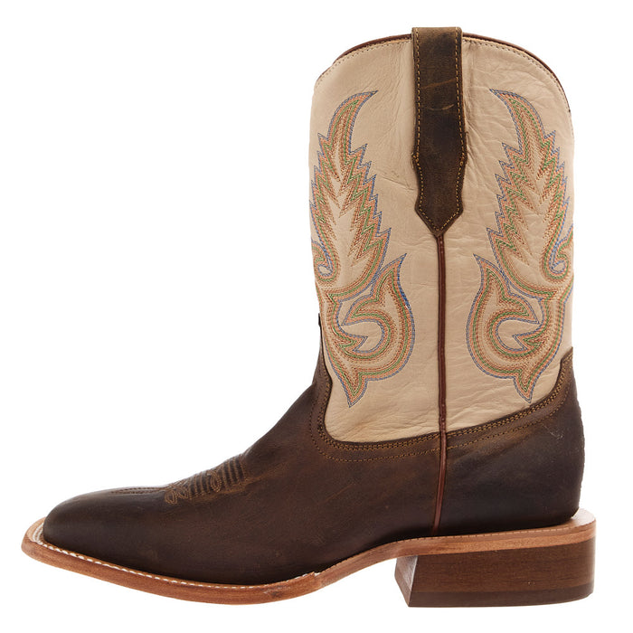 Rw Ranch Men's Mad Brown Goat Vamp 11In Ivory Top Boot