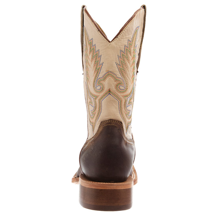 Rw Ranch Men's Mad Brown Goat Vamp 11In Ivory Top Boot