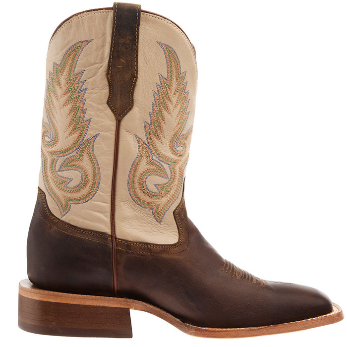 Rw Ranch Men's Mad Brown Goat Vamp 11In Ivory Top Boot