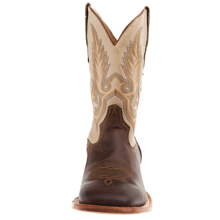 Rw Ranch Men's Mad Brown Goat Vamp 11In Ivory Top Boot
