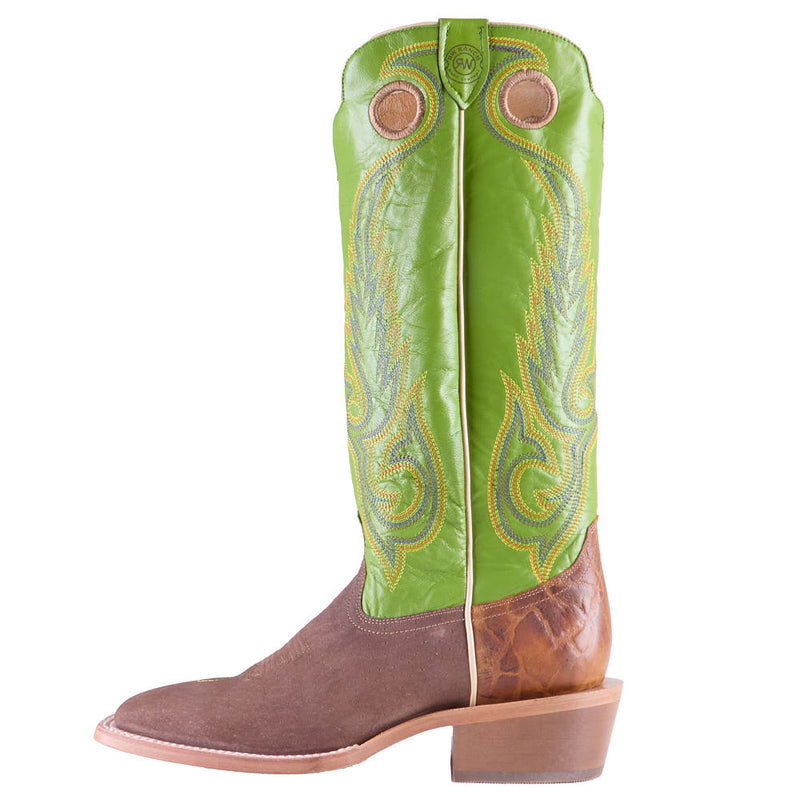 Rw Ranch Men's Buckaroo Dark Café Boar Vamp 16in Line Green Goat Top Boot