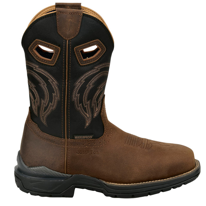 Justin Boot Company Men's Slickline 11In Waterproof Brown Soft Square Toe Work Boot