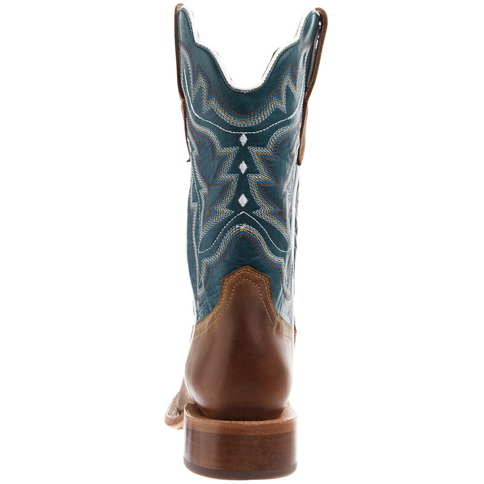 Rw Ranch Women's Sundial Brown Goat Vamp 11 in Blue Cowhide Top Cowgirl Boot