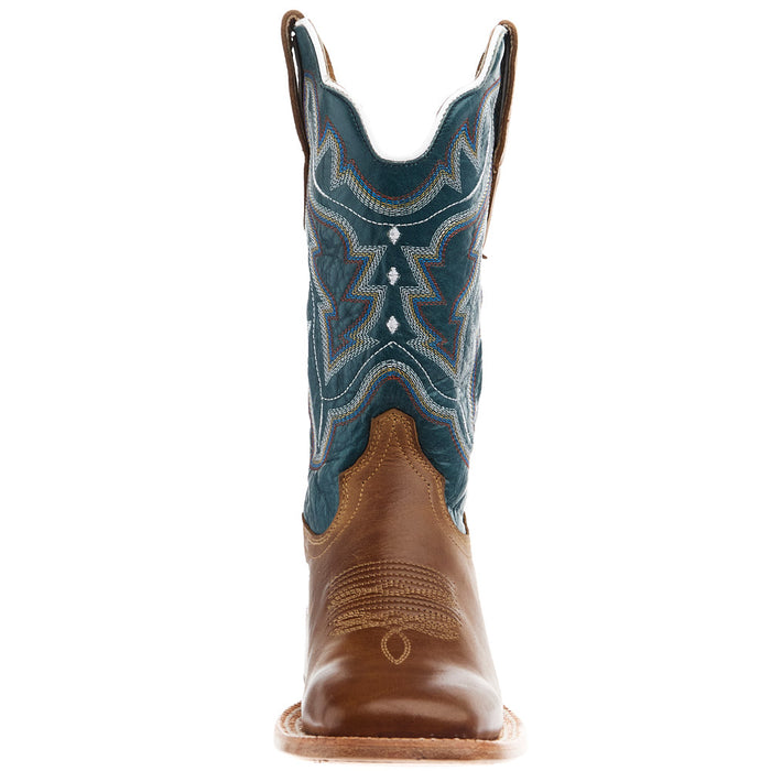 Rw Ranch Women's Sundial Brown Goat Vamp 11 in Blue Cowhide Top Cowgirl Boot