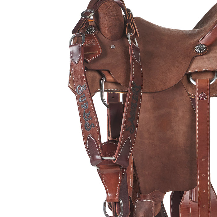 Burns Saddlery Chocolate Roughout 15in Team Roping Saddle