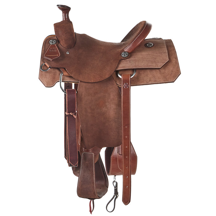 Burns Saddlery Chocolate Roughout 15in Team Roping Saddle