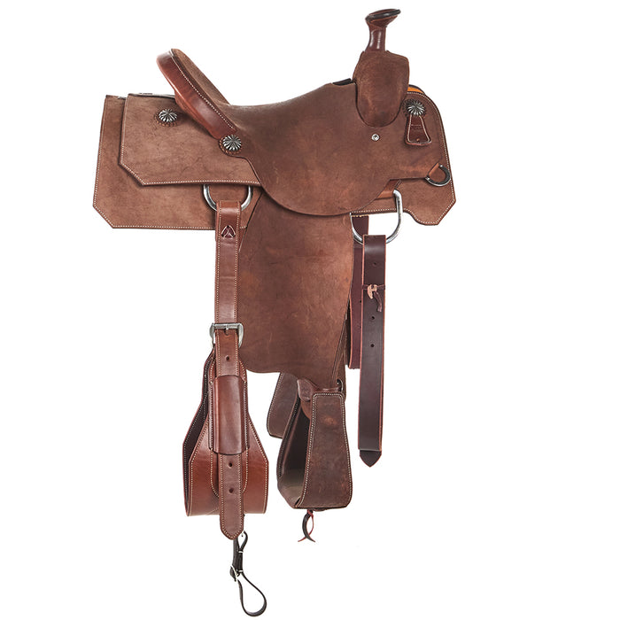 Burns Saddlery Chocolate Roughout 15in Team Roping Saddle