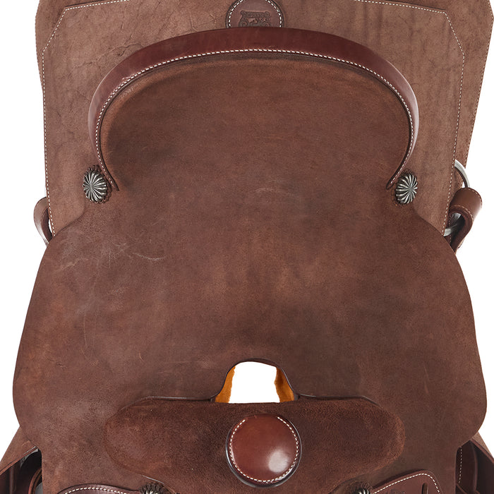 Burns Saddlery Chocolate Roughout 15in Team Roping Saddle
