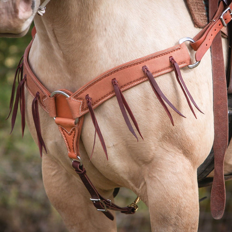 Cowboy Tack Golden Rough Out with Leather Strings Breast Collar