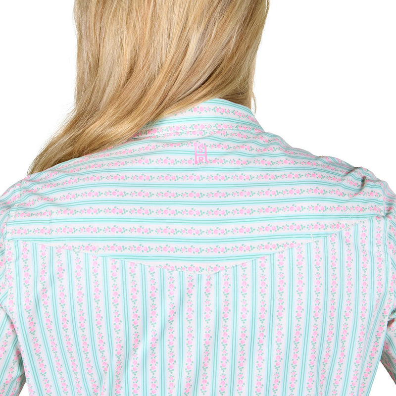 Sand Hill Ranch Women's Sage & Pink Wallpaper Long Sleeve Shirt