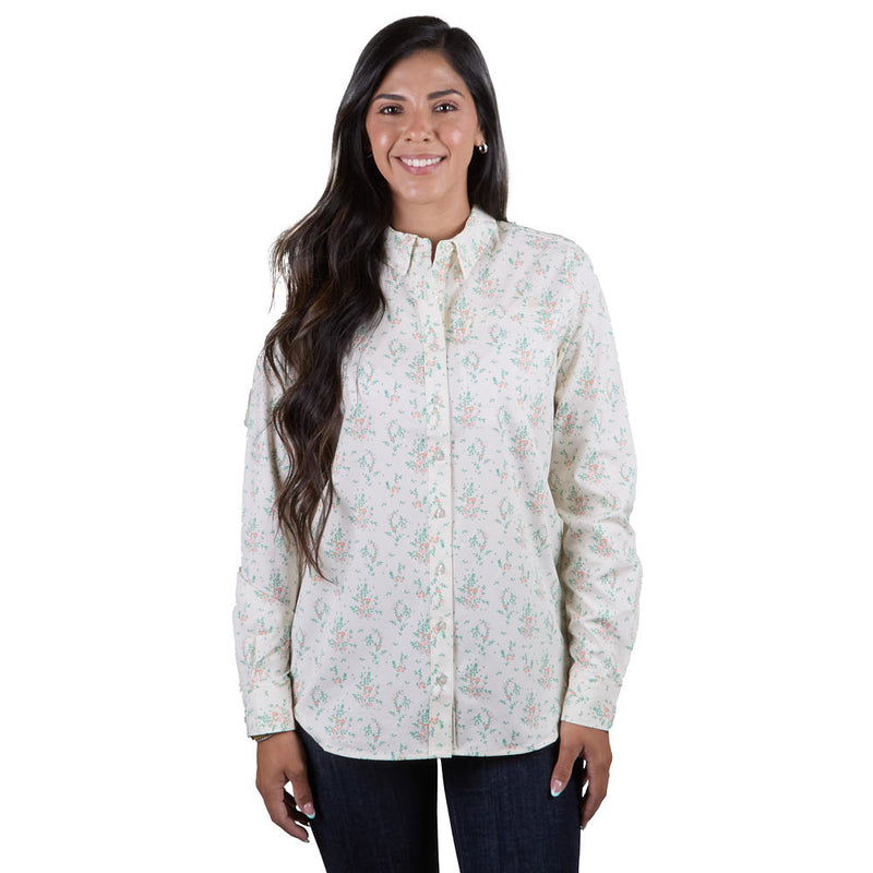 Brandcowboy Women's Cream Floral Long Sleeve Shirt