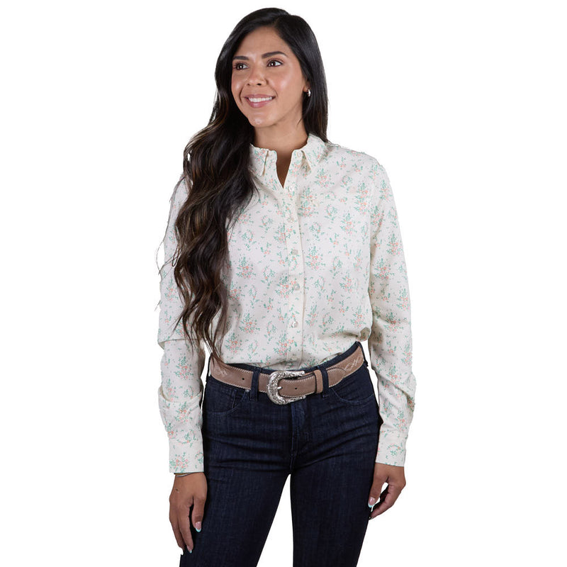 Brandcowboy Women's Cream Floral Long Sleeve Shirt