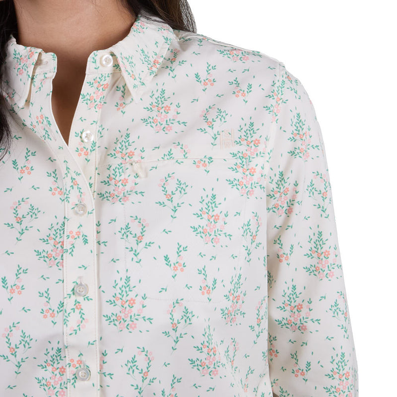Brandcowboy Women's Cream Floral Long Sleeve Shirt