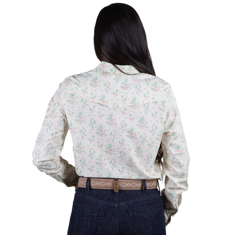 Brandcowboy Women's Cream Floral Long Sleeve Shirt