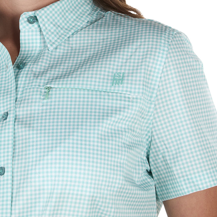 Sand Hill Ranch Women's Nautical Blue Gingham Short Sleeve Shirt