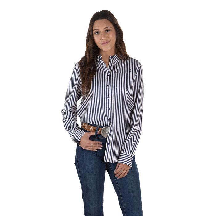 Sand Hill Ranch Women's Navy Striped Long Sleeve Shirt