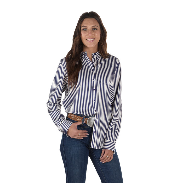 Sand Hill Ranch Women's Navy Striped Long Sleeve Shirt