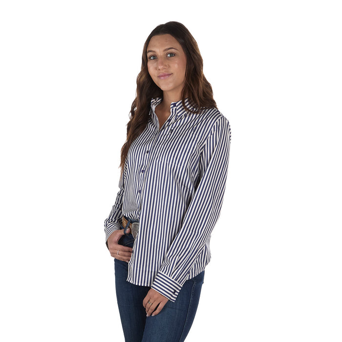Sand Hill Ranch Women's Navy Striped Long Sleeve Shirt