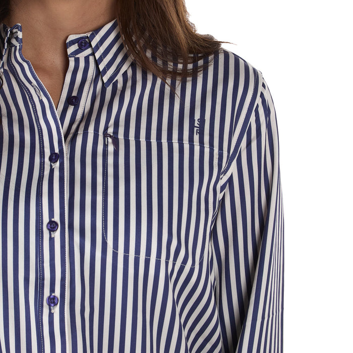 Sand Hill Ranch Women's Navy Striped Long Sleeve Shirt