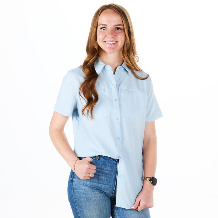 Sand Hill Ranch Women's Icy Blue Short Sleeve Button Shirt