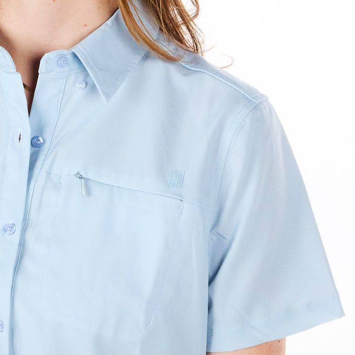 Sand Hill Ranch Women's Icy Blue Short Sleeve Button Shirt