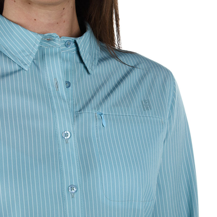 Sand Hill Ranch Women's Seafoam Tencel Stripe Long Sleeve Shirt