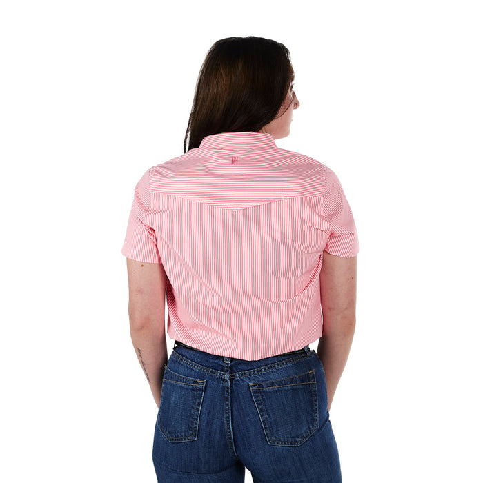 Sand Hill Ranch Women's Coral Stripe Short Sleeve Button Shirt