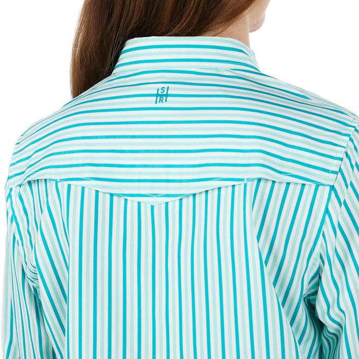 Sand Hill Ranch Women's Teal Pinstripe Long Sleeve Button Shirt