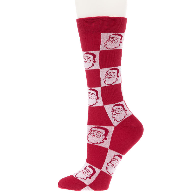 Crescent Sock Comapny Red Santa Check Holiday Crew Socks