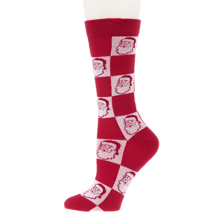 Crescent Sock Comapny Red Santa Check Holiday Crew Socks