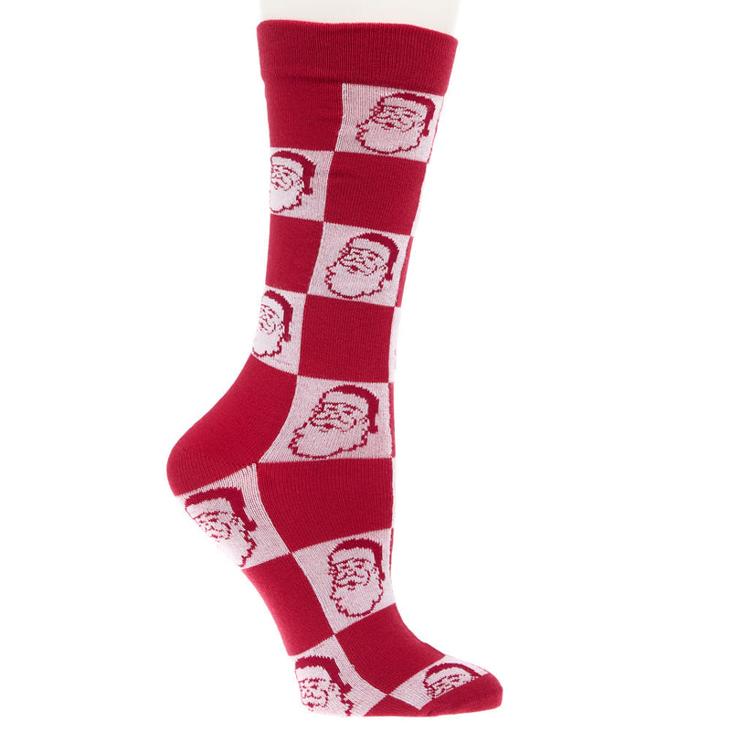 Crescent Sock Comapny Red Santa Check Holiday Crew Socks