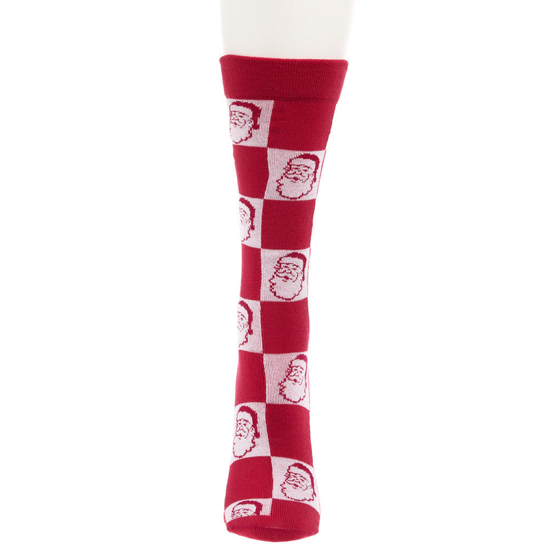 Crescent Sock Comapny Red Santa Check Holiday Crew Socks