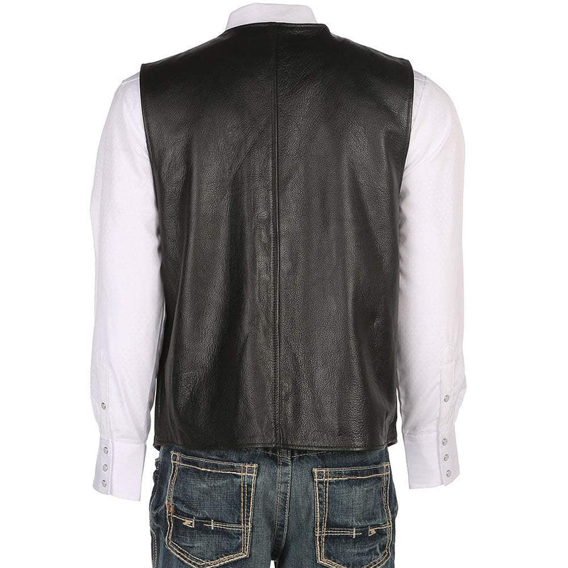 Wyoming Traders Mens Black Dovers Leather Concealed Leather Vest