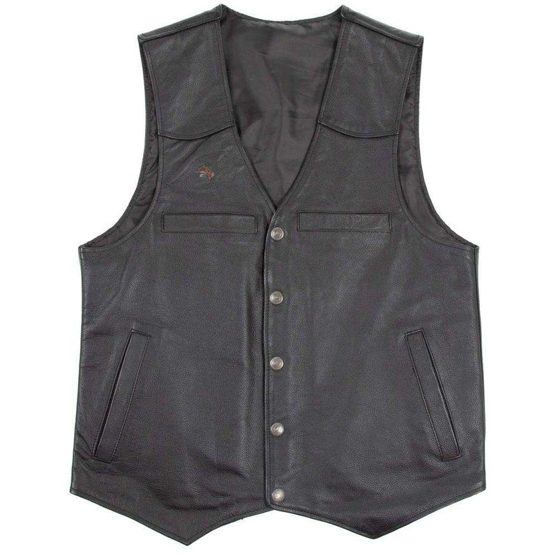 Wyoming Traders Mens Black Dovers Leather Concealed Leather Vest