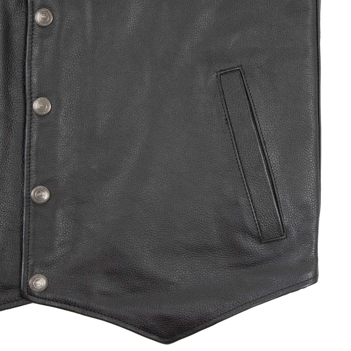 Wyoming Traders Mens Black Dovers Leather Concealed Leather Vest