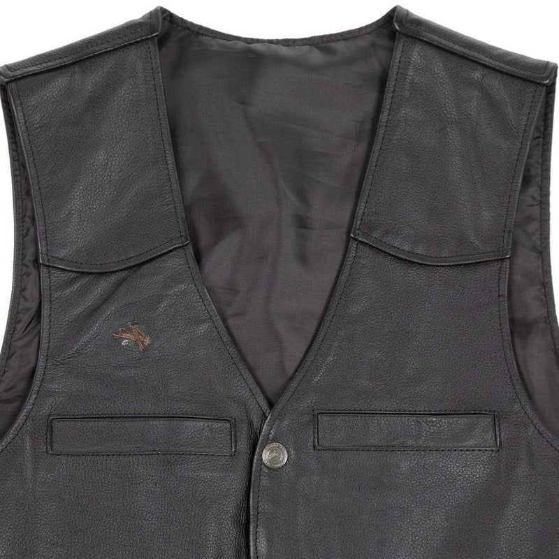 Wyoming Traders Mens Black Dovers Leather Concealed Leather Vest