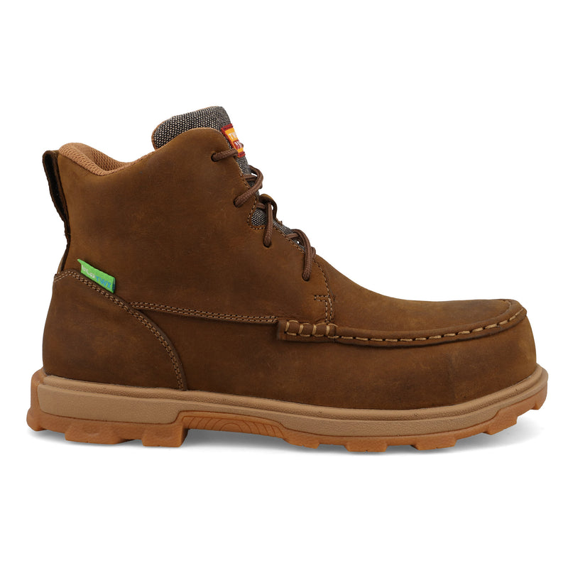 Twisted X Women`s UltraLite Distressed Saddle 6In Lace Up Nano Toe Work Boot