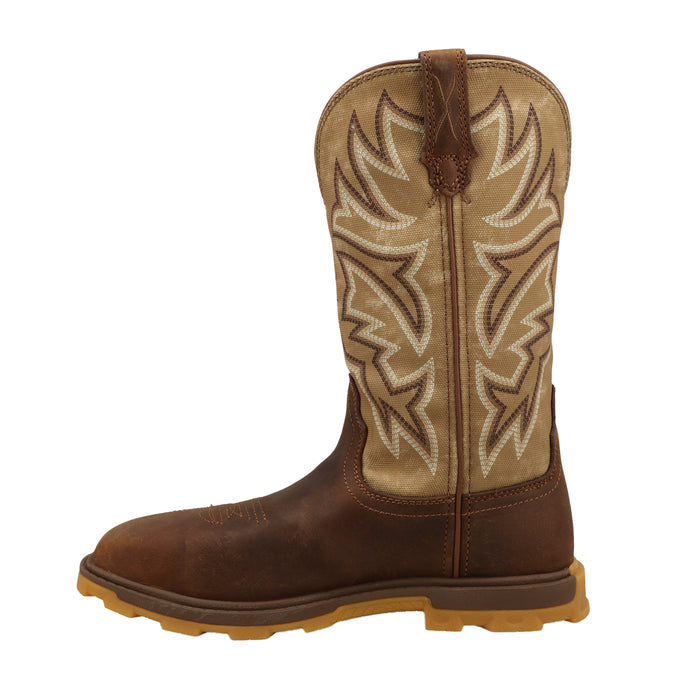 Twisted X Womens Ultralite 11In Bison Brown Top Nano Square Toe Work Boot