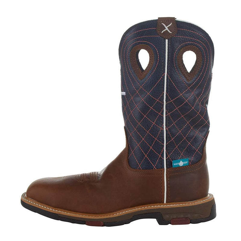Twisted X Womens Brown 11in Navy Alloy Toe Work Boot