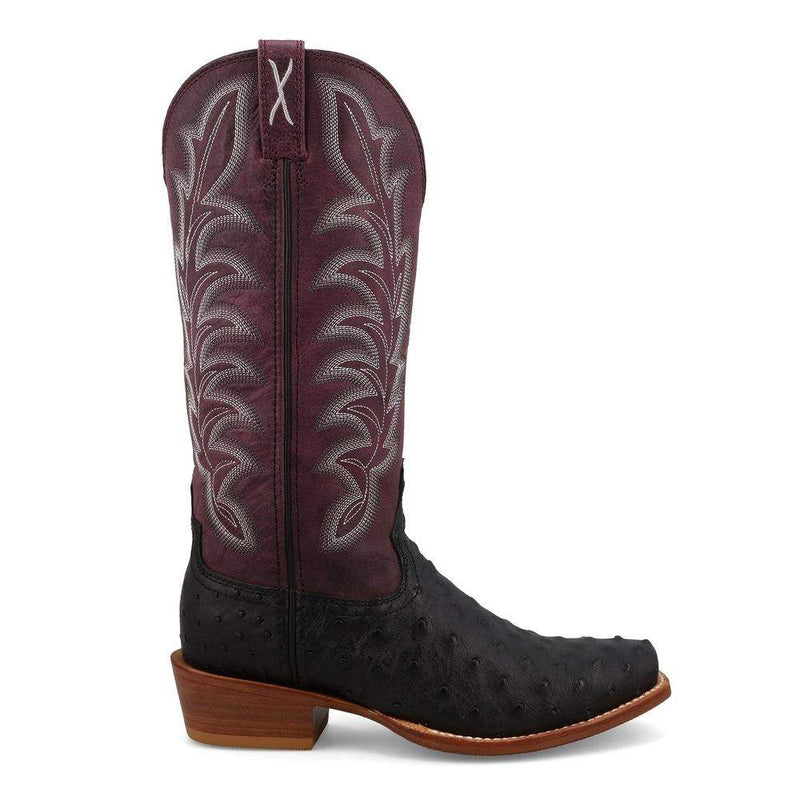 Twisted X Women`s Reserve Black Ostrich 13In Purple Potion Top Boot