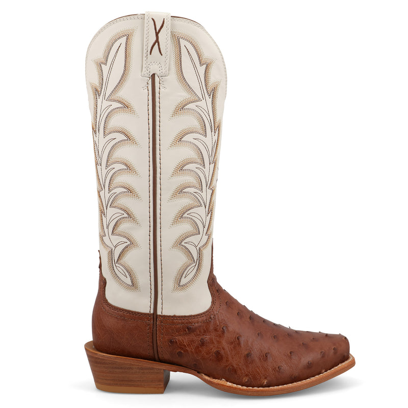 Twisted X Women's Reserve Chestnut Full Quill Ostrich Vamp 13in White Top Cowboy Boot