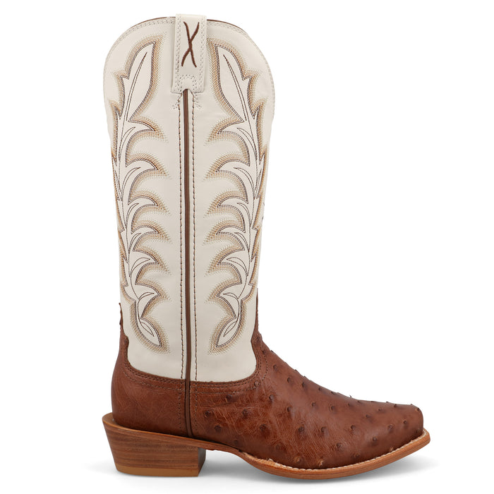 Twisted X Women's Reserve Chestnut Full Quill Ostrich Vamp 13in White Top Cowboy Boot