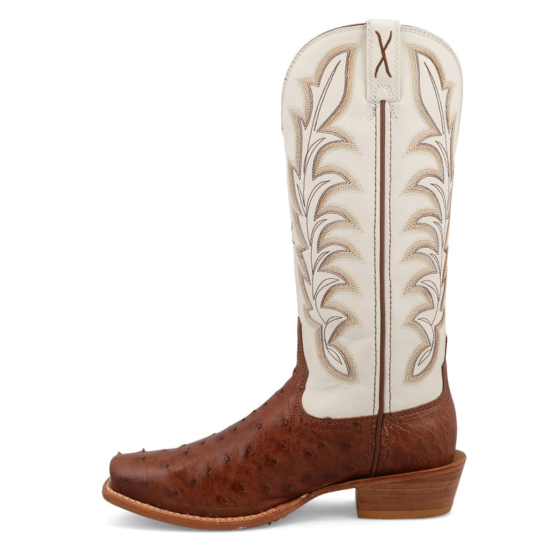 Twisted X Women's Reserve Chestnut Full Quill Ostrich Vamp 13in White Top Cowboy Boot
