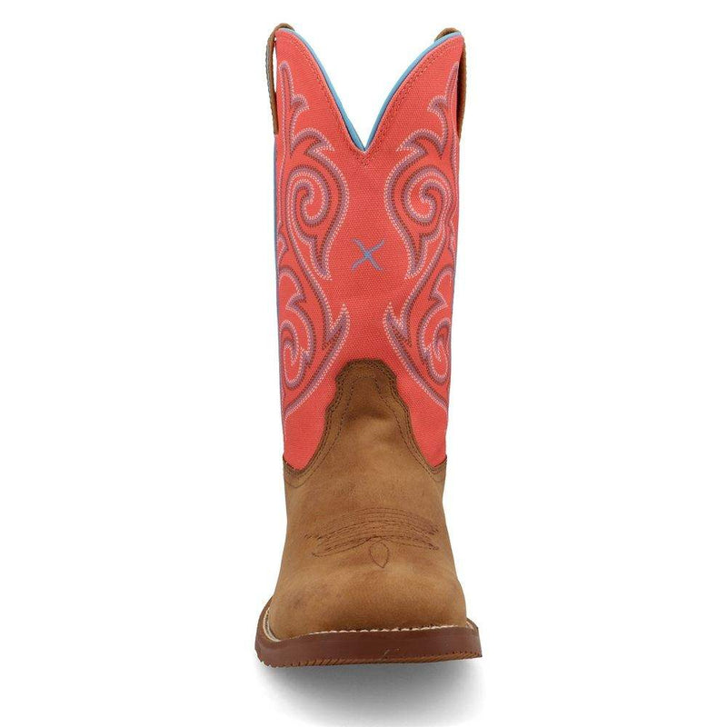 Twisted X Women`s Distressed Saddle 11In Top Salmon Boot
