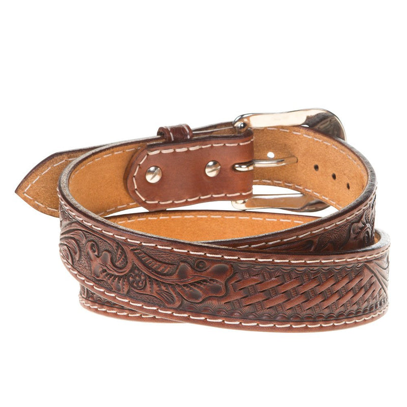 Western Fashion Twisted X Men's Chestnut Basket Floral Belt