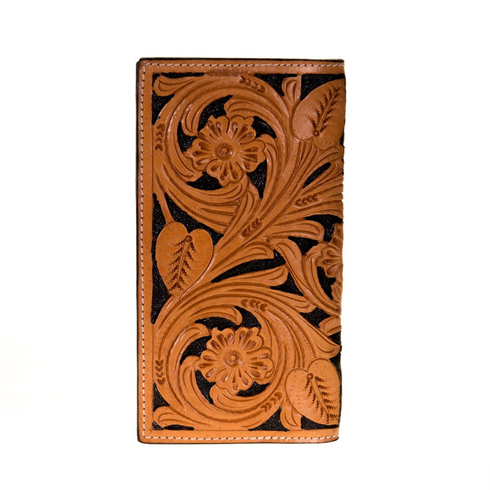 Western Fashion Twisted X Floral Tooled Rodeo Wallet with Black Painted Inlay