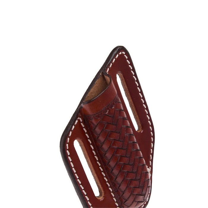 Western Fashion Circle SH Cutlery Trapper Knife Sheath Brown Basket Stamp