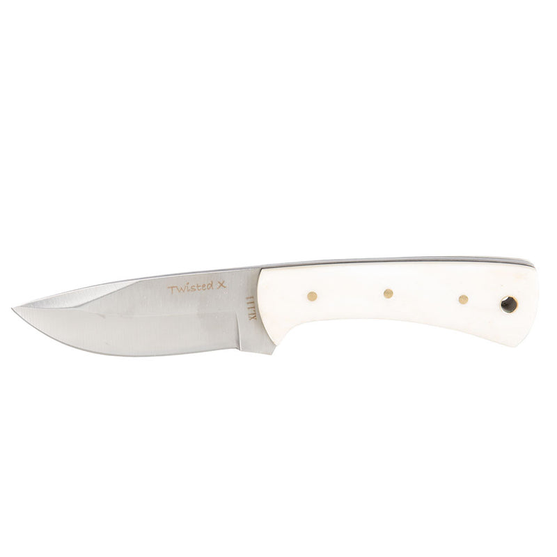 Western Fashion Twisted X Fixed Blade White Bone Knife